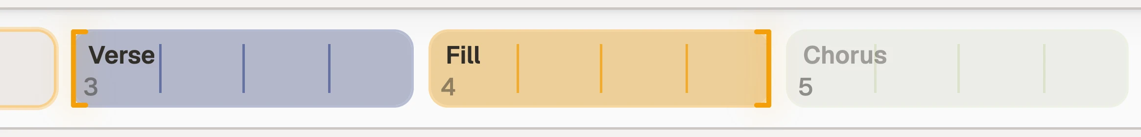 The arrangement strip of Africa, with a loop bracketed around the Verse bar and the Fill after it