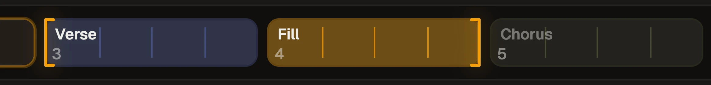 The arrangement strip of Africa, with a loop bracketed around the Verse bar and the Fill after it