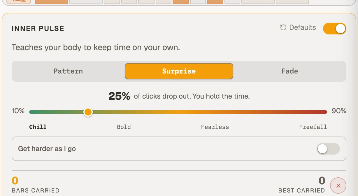 Inner Pulse in Surprise mode, with a dropout percentage