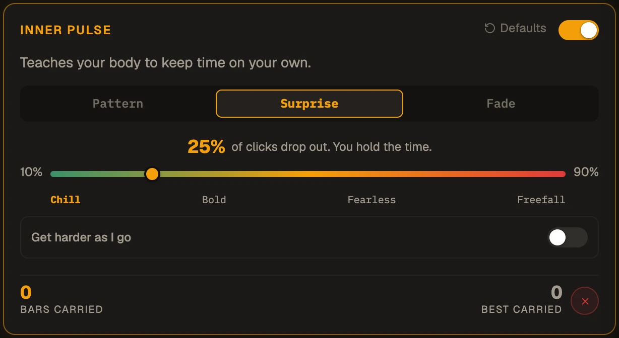 Inner Pulse in Surprise mode, with a dropout percentage