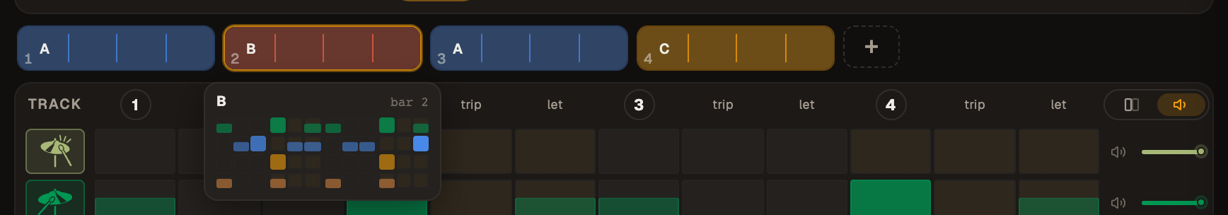 Bar 2 of Jazz, without opening it: the ride and its skip notes, the ghosts the snare is comping with, the kick feathered underneath.