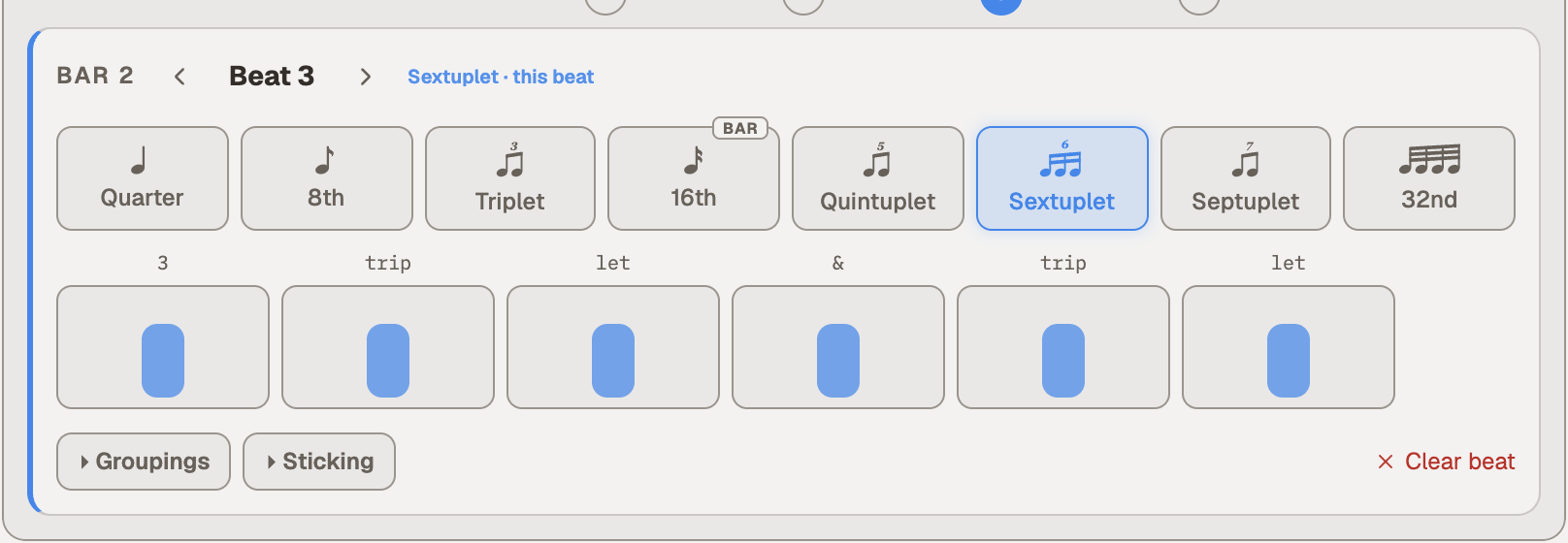 A beat with its own subdivision