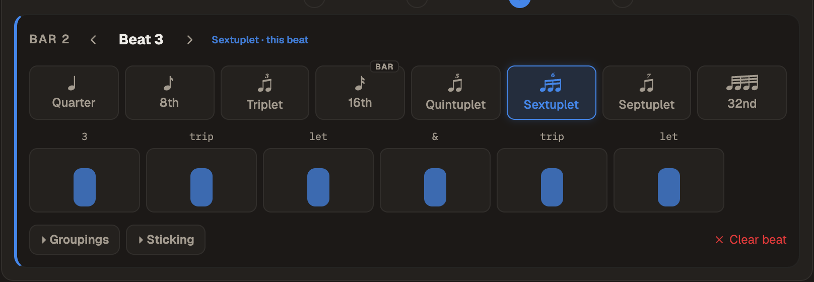 A beat with its own subdivision